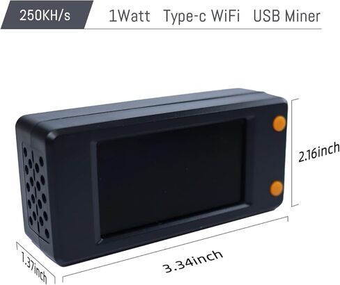 Bitcoins Miner LV02, 250KH/s USB-C Bitcoin Miner, Solo Miner with 1.9 inch Full-Color Display Asic Miner, 1W Low Power Consumption Crypto Miner, 2.4G WiFi Solo Lottery Mining for Home and Beginners in Kuwait