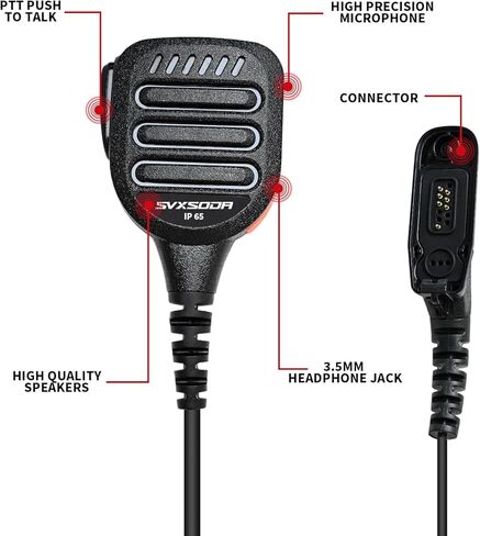 ميكروفون مكبر صوت على الكتف لأجهزة راديو Motorola APX & XPR - متوافق مع APX6000/7000/8000، XPR7350e/7550e/7580e، تصميم PTT متين (أسود) in Kuwait