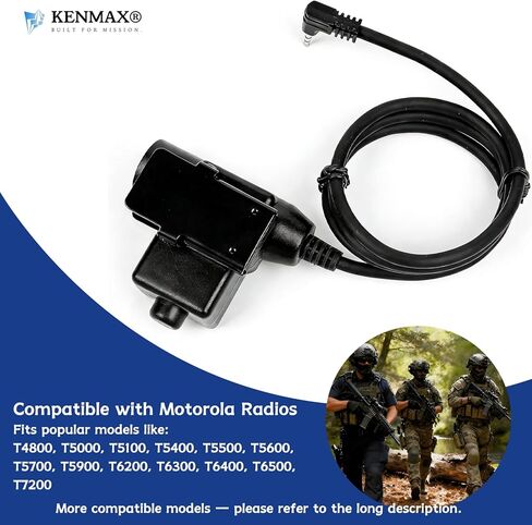 محول كابل U94 PTT لأجهزة راديو Motorola 1-Pin 2.5 مم، سماعة رأس تكتيكية اضغط للتحدث متوافقة مع سلسلة Talkabout T5200 T5600 T6200 T6500 T7450 in Kuwait