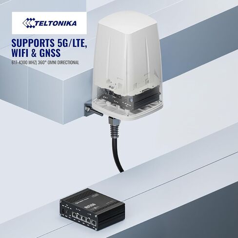 هوائي Teltonika PR1ICA70 خارجي LTE/5G/GPS/WiFi - متعدد الاتجاهات، مقاوم للماء IP67، 617–4300 ميجاهرتز - 4.5dBi Cellular، 7.5dBi WiFi، و28dBi GNSS Gain - متوافق مع أجهزة التوجيه RUTX50 وRUTM50 in Kuwait
