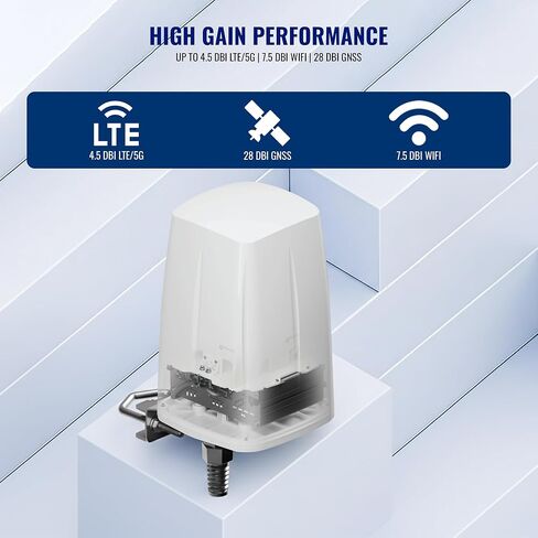 هوائي Teltonika PR1ICA70 خارجي LTE/5G/GPS/WiFi - متعدد الاتجاهات، مقاوم للماء IP67، 617–4300 ميجاهرتز - 4.5dBi Cellular، 7.5dBi WiFi، و28dBi GNSS Gain - متوافق مع أجهزة التوجيه RUTX50 وRUTM50 in Kuwait