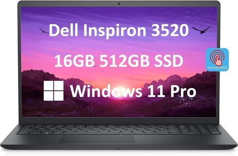 Dell Inspiron 15 3000 3520 15.6" FHD Touchscreen (Intel 4-Core i5-1135G7, 16GB RAM, 512GB PCIe SSD, UHD Graphics) Business Laptop, WVA Anti-Glare, Numeric Keypad, Webcam, Wi-Fi, Win 11 Pro, Black in Kuwait