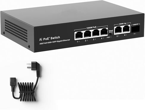 8 Port Gigabit PoE+ Switch, 2 Uplink Ports & 1 SFP Fiber Slot, 120W PoE Power Budget, IEEE 802.3af/at, Unmanaged Network Switch, Fanless Metal, Plug & Play for IP Cameras, Wireless AP in Saudi Arabia