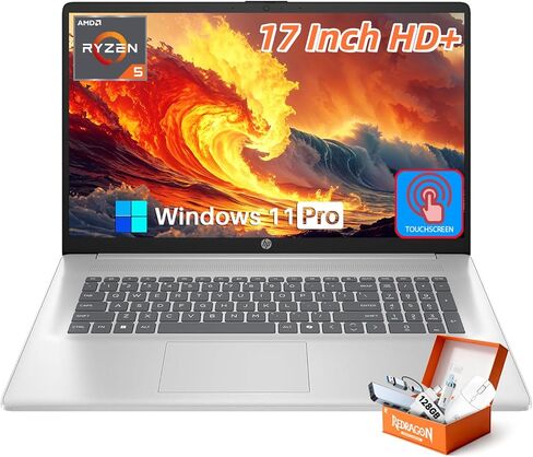 HP 17 Inch Touchscreen Laptop Computer for Business, AMD Ryzen 5 7430U, 17.3" HD+ Anti-Glare Display, 16 GB RAM, 1 TB SSD, Copilot AI, Wi-Fi 6, Bluetooth 5.4, Fast Charge, Windows 11 Pro, Accessories in Kuwait