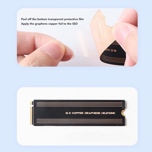 Jectse M.2 SSD Heatsink، قطعتان من النحاس المطلي بالجرافين، تبريد سريع، سهل التركيب، متوافق مع PS5، 2.9 × 0.006 × 0.87 بوصة in Kuwait