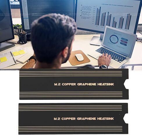 Jectse M.2 SSD Heatsink، قطعتان من النحاس المطلي بالجرافين، تبريد سريع، سهل التركيب، متوافق مع PS5، 2.9 × 0.006 × 0.87 بوصة in Kuwait