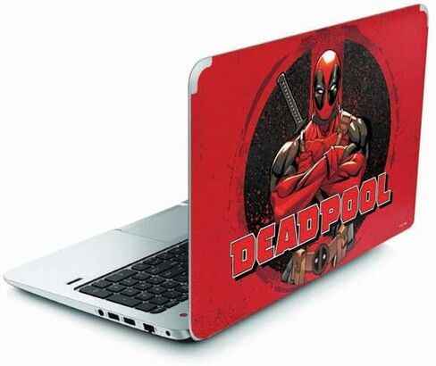 غلاف كمبيوتر محمول من Skinit متوافق مع Envy TouchSmart 15.6in - تصميم Marvel Deadpool Babypool Shooting مرخص رسميًا in Kuwait