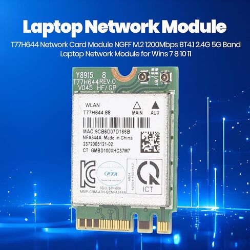 WiFi Card for PC, NGFF M.2 Network Card 1200Mbps, BT4.1 2.4G 5G Band Adapter for W 7 8 10 11 for Laptops in Kuwait