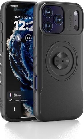 حافظة هاتف على شكل دراجة لهاتف iPhone 16 Pro - مقاومة للصدمات ونحيفة مع قفل مدمج، متوافقة مع حوامل نمط Garmin، سريعة الفك لركوب الدراجات على الطرق وركوب الدراجات MTB باللون الأسود in Kuwait