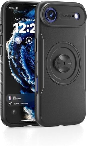 حافظة هاتف على شكل دراجة لهاتف iPhone 16 Pro - مقاومة للصدمات ونحيفة مع قفل مدمج، متوافقة مع حوامل نمط Garmin، سريعة الفك لركوب الدراجات على الطرق وركوب الدراجات MTB باللون الأسود in Kuwait