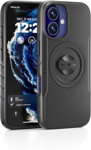 حافظة هاتف على شكل دراجة لهاتف iPhone 16 Pro - مقاومة للصدمات ونحيفة مع قفل مدمج، متوافقة مع حوامل نمط Garmin، سريعة الفك لركوب الدراجات على الطرق وركوب الدراجات MTB باللون الأسود in Kuwait