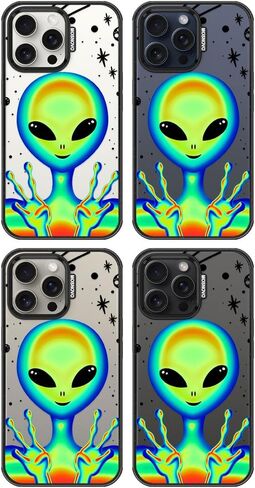 MOSNOVO Case for iPhone 15 Pro Max, [10ft 4X Military-Grade Drop Protection] Durable & Shockproof Phone Case Cover Design for iPhone 15 Pro Max - Alien Piece - Clear Black in Kuwait