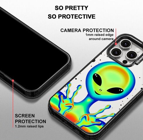 MOSNOVO Case for iPhone 15 Pro Max, [10ft 4X Military-Grade Drop Protection] Durable & Shockproof Phone Case Cover Design for iPhone 15 Pro Max - Alien Piece - Clear Black in Kuwait