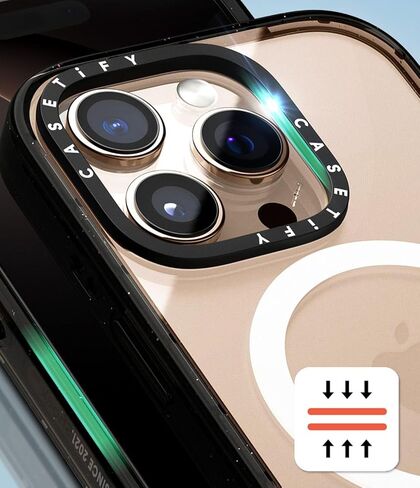 CASETiFY Impact Case for iPhone 17e / 16e [8.2ft 4X Military Grade Drop Protection/Compatible with Magsafe] - Strawberry Daisy - Clear Black in Kuwait