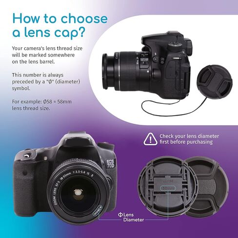 10 قطع غطاء/غطاء عدسة أمامية مقاس 49 مم متوافق مع Canon وNikon وSony وPentax وSamsung وPanasonic وFujifilm وOlympus جميع عدسات DSLR in Kuwait