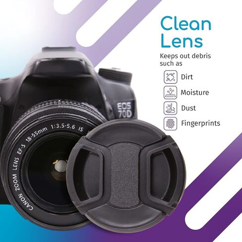 10 قطع غطاء/غطاء عدسة أمامية مقاس 52 مم متوافق مع Canon وNikon وSony وPentax وSamsung وPanasonic وFujifilm وOlympus جميع عدسات DSLR in Kuwait