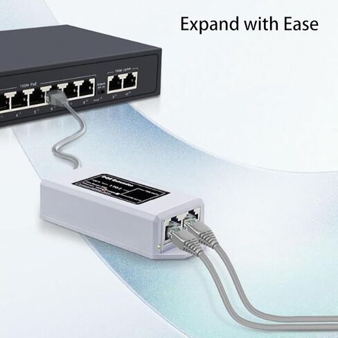 Naroote 2 Port Gigabit POE Extender, IEEE 802.3af At POE Repeater 1000Mbps 1 in 2 Out Plug and Play, with Intelligent Power Supply and Wall Mount Design, for IP Cameras Wireless AP in Kuwait
