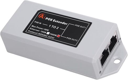 Naroote 2 Port Gigabit POE Extender, IEEE 802.3af At POE Repeater 1000Mbps 1 in 2 Out Plug and Play, with Intelligent Power Supply and Wall Mount Design, for IP Cameras Wireless AP in Kuwait