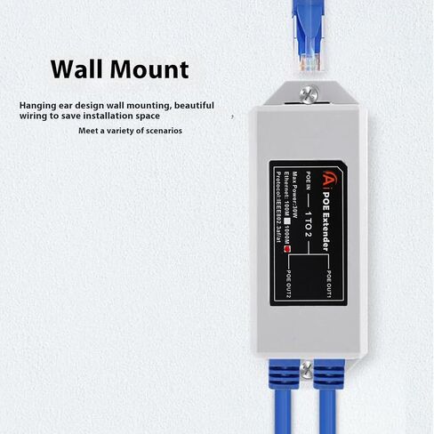 Naroote 2 Port Gigabit POE Extender, IEEE 802.3af At POE Repeater 1000Mbps 1 in 2 Out Plug and Play, with Intelligent Power Supply and Wall Mount Design, for IP Cameras Wireless AP in Kuwait