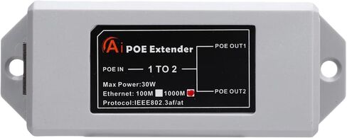 Naroote 2 Port Gigabit POE Extender, IEEE 802.3af At POE Repeater 1000Mbps 1 in 2 Out Plug and Play, with Intelligent Power Supply and Wall Mount Design, for IP Cameras Wireless AP in Kuwait