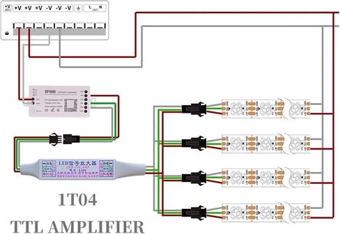 3PIN LED TTL مكبر صوت أحادي مكرر صغير قابل للعنونة قطاع جارلاند تحكم 5-24 فولت (1 إلى 8) in Kuwait