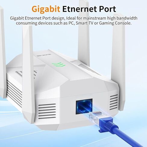 2026 WiFi Extender, AC2100 Dual Band WiFi Signal Booster for Home, WiFi Range Extender with Gigabit Ethernet Port, Up to 12888 Sq. Ft, 100+ Devices, Easy Setup Without App in Kuwait