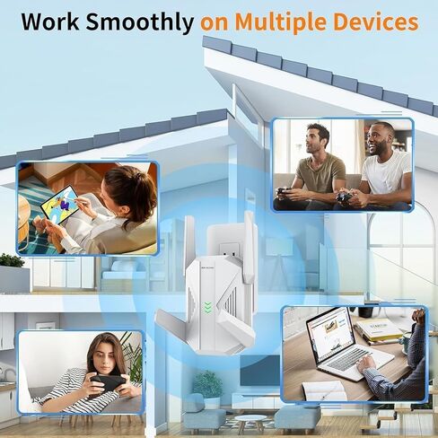 2026 WiFi Extender, AC2100 Dual Band WiFi Signal Booster for Home, WiFi Range Extender with Gigabit Ethernet Port, Up to 12888 Sq. Ft, 100+ Devices, Easy Setup Without App in Kuwait