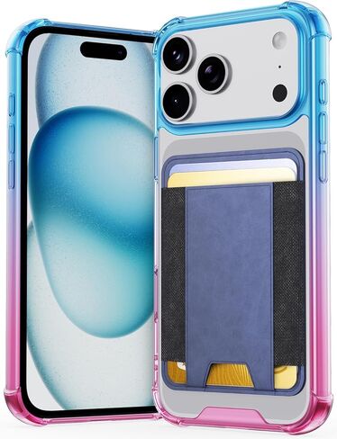 for iPhone 17 Pro Max Case Compatible with MagSafe, Wallet Card Holder Credit Card Slot Cover for iPhone 17 Pro Max, Blue Pink in Kuwait
