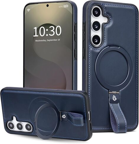 Butaiga for Samsung Galaxy S26 Ultra Case Leather with Stand, Anti-Slip Grip Ring, Fits for MagSafe (Brown, S26 Ultra) in Kuwait