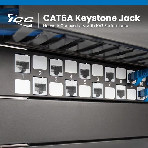 ICC CAT6A Keystone Jack with Inline IDC No Pair Split Wiring (Easier Termination) UL Listed PoE++ TAA Compliant for Wall Plate or Patch Panel, Works with JackEasy Termination Tool, White, 25 Pack in Kuwait