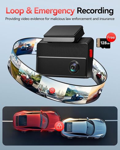 REDTIGER VP20 + Hardwire Kit, 530° Dash Cam 3 Channel, 2.5K+2.5K+1080P Triple Car Camera with IR Night Vision, Touch Screen, Dashcam for Front Inside Rear Included WiFi GPS, 24H Parking in Kuwait