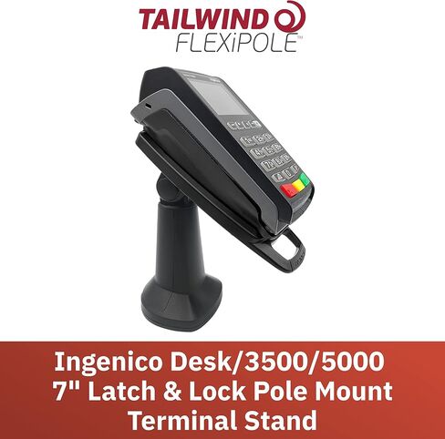 حامل طرفي مثبت على عمود قفل ومفتاح ENS Tailwind Ingenico Desk/3500/5000 مقاس 7 بوصات، تركيب لاصق، أسود in Kuwait