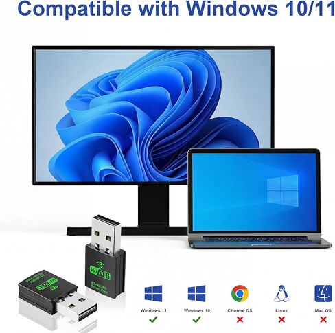 HOWAWU AX900 USB WiFi Adapter, 2.4G Dual Band WiFi Adapter for Desktop PC, Portable WiFi Dongle with MU-MIMO, OFDMA, WPA2, Travel Size, Supports Windows 10/11 in Kuwait