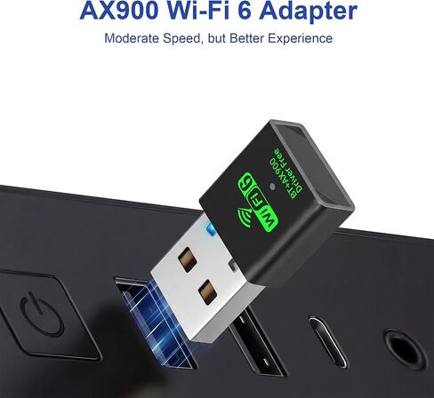 HOWAWU AX900 USB WiFi Adapter, 2.4G Dual Band WiFi Adapter for Desktop PC, Portable WiFi Dongle with MU-MIMO, OFDMA, WPA2, Travel Size, Supports Windows 10/11 in Kuwait