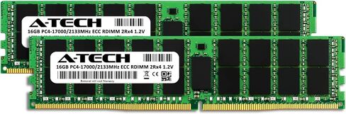 ذاكرة وصول عشوائي A-Tech سعة 32 جيجابايت (2X 16 جيجابايت) لمحطة عمل DELL Precision Workstation T5810 Ddr4 | مجموعة ترقية ذاكرة الخادم المسجل DDR4 2133MHz ECC-RDIMM PC4-17000 2Rx4 1.2V 288-Pin ECC in Kuwait