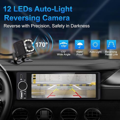 Single Din Car Stereo with Apple CarPlay & Android Auto, HD Touch CarPlay Screen, Backup Cam,Bluetooth, USB Type-C, SWC, EQ, FM Radio (with External Mic) (6.36 inch) in Kuwait