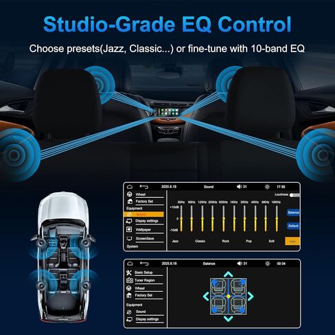 Single Din Car Stereo with Apple CarPlay & Android Auto, HD Touch CarPlay Screen, Backup Cam,Bluetooth, USB Type-C, SWC, EQ, FM Radio (with External Mic) (6.36 inch) in Kuwait