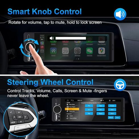 Single Din Car Stereo with Apple CarPlay & Android Auto, HD Touch CarPlay Screen, Backup Cam,Bluetooth, USB Type-C, SWC, EQ, FM Radio (with External Mic) (6.36 inch) in Kuwait