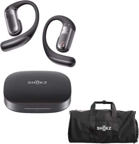 سماعات أذن مفتوحة SHOKZ OpenFit Pro (أسود) - مع حقيبة رياضية سوداء للرياضة والتمارين والسفر in Kuwait