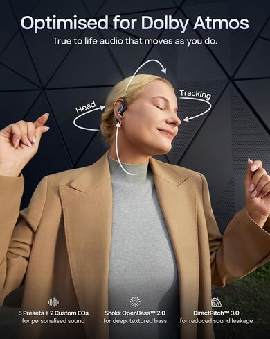 سماعات أذن مفتوحة SHOKZ OpenFit Pro (أسود) - مع حقيبة رياضية سوداء للرياضة والتمارين والسفر in Kuwait