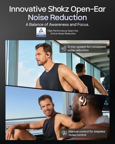 سماعات أذن مفتوحة SHOKZ OpenFit Pro (أسود) - مع حقيبة رياضية سوداء للرياضة والتمارين والسفر in Kuwait