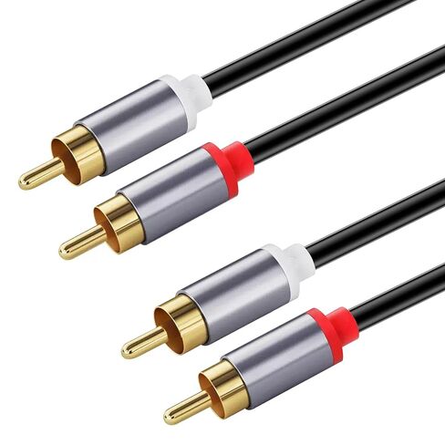 HOWAWU 2 RCA Cables 4.9FT (1.5m), Gold-Plated RCA Male to Male Stereo Audio Cable for Home Theater, HDTV, Gaming Consoles, Hi-Fi Systems, Amplifiers, Speakers, CD Player in Kuwait