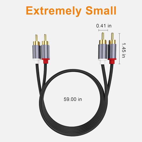HOWAWU 2 RCA Cables 4.9FT (1.5m), Gold-Plated RCA Male to Male Stereo Audio Cable for Home Theater, HDTV, Gaming Consoles, Hi-Fi Systems, Amplifiers, Speakers, CD Player in Kuwait