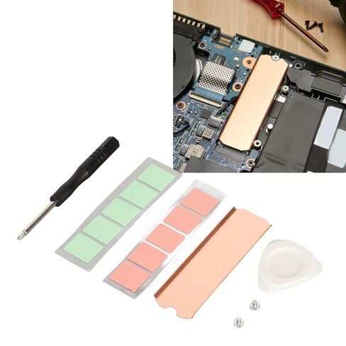 POCREATION SSD Copper Heat Sink, M.2 2280 Copper Heat Sink Stable Rustproof Hard Disk with Silicone Thermal Pad for M.2 2280 NVMe SSD in Kuwait