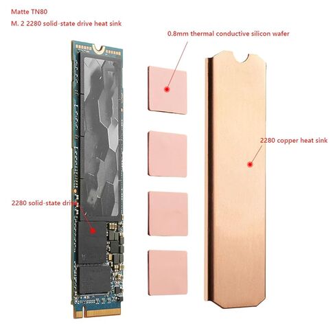 POCREATION SSD Copper Heat Sink, M.2 2280 Copper Heat Sink Stable Rustproof Hard Disk with Silicone Thermal Pad for M.2 2280 NVMe SSD in Kuwait