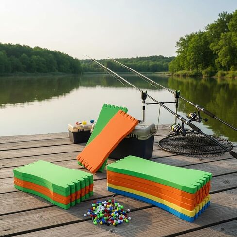 QAZXCDEW-12 Pack Fishing Line Foam Board Set, Fishing Leader Holder and Fishing Line Organizer with 120 Retaining Pins for Snelled Hooks Rigs, 6x14cm 7x18cm in Kuwait