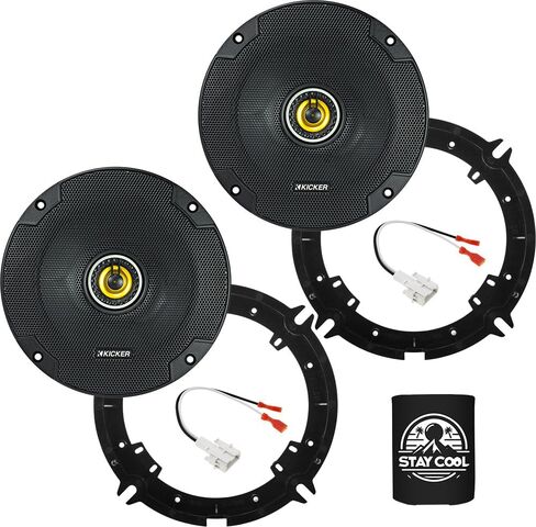مكبرات صوت KICKER مقاس 6.5 بوصة لمجموعة ترقية Kia Forte 2019-2024 - زوج من سلسلة CS مع محولات وحزام، مكبر صوت محوري 6 1/2 أمامي أو خلفي للسيارة CSC65، 46CSC654 in Kuwait