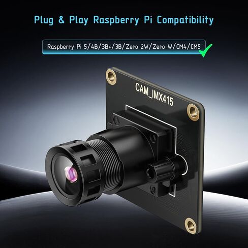 وحدة كاميرا 4K 8 ميجابكسل لـ Raspberry Pi، مستشعر STARVIS IMX415 الأصلي 3864x2192@30FPS، مرشح IR، MIPI CSI-2 لـ Pi 5/4B/3B+/Zero/CM4/CM5 in Kuwait