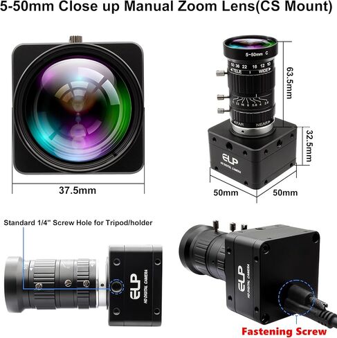 12MP USB 3.0 Camera,4K@30fps 1080P@230fps High Frame Rate UVC Camera, 5-50mm 10X Manual Zoom Lens,Wide Application for Industrial,Security,3D Printer,Compatible with Windows Linux Mac Android in Kuwait