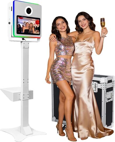 Portable Photo Booth with 15.6 Inch Touch Screen, Selfie DSLR Photobooth Machine with Flight Case for Wedding Party Wedding Rental (White, Full Set) in Saudi Arabia